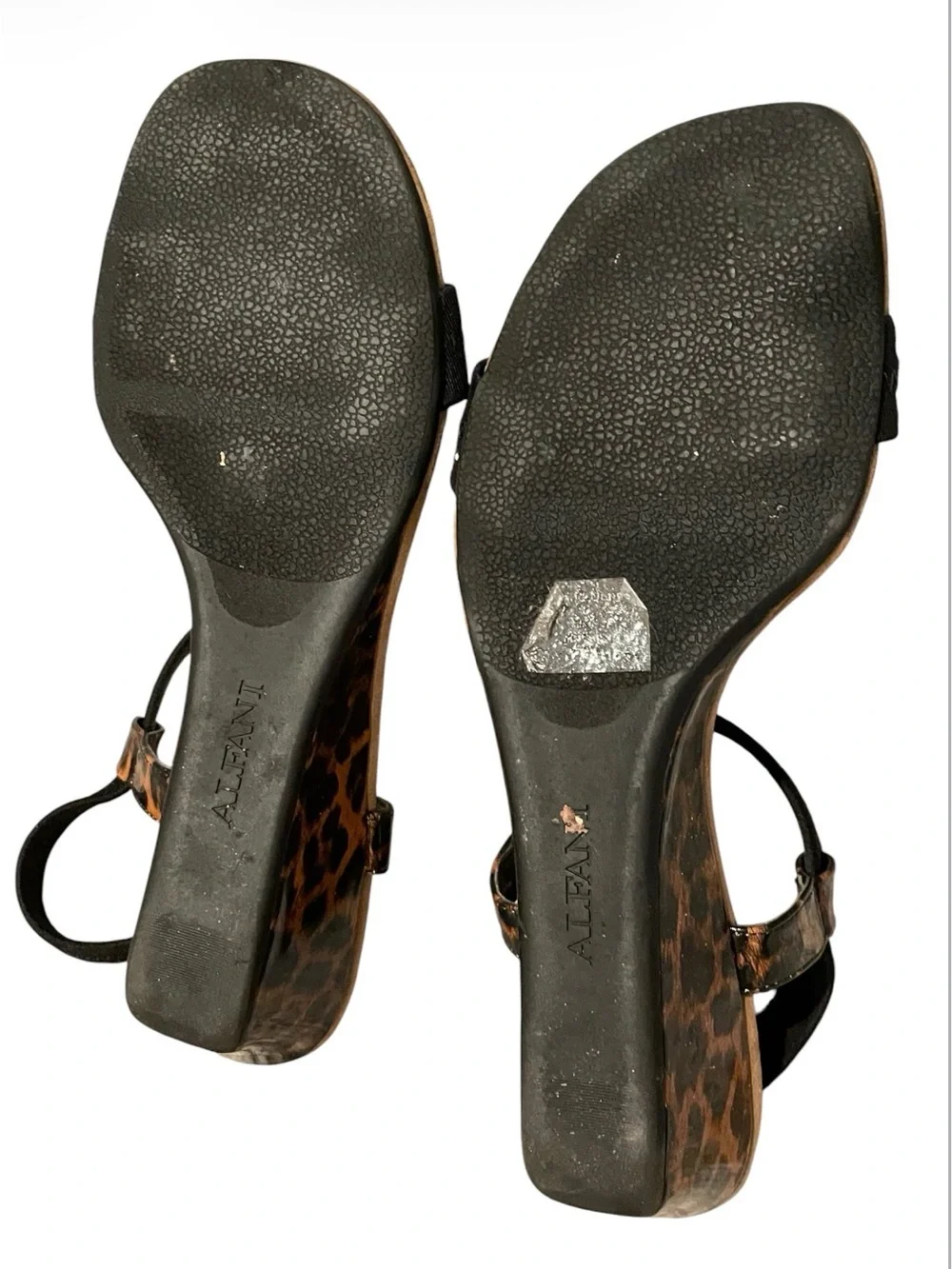 Alfani Black and Leopard-Print T-Strap Sandals